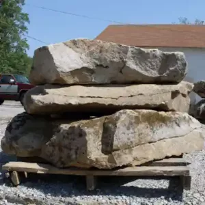 xxl boulders stacked on pallet